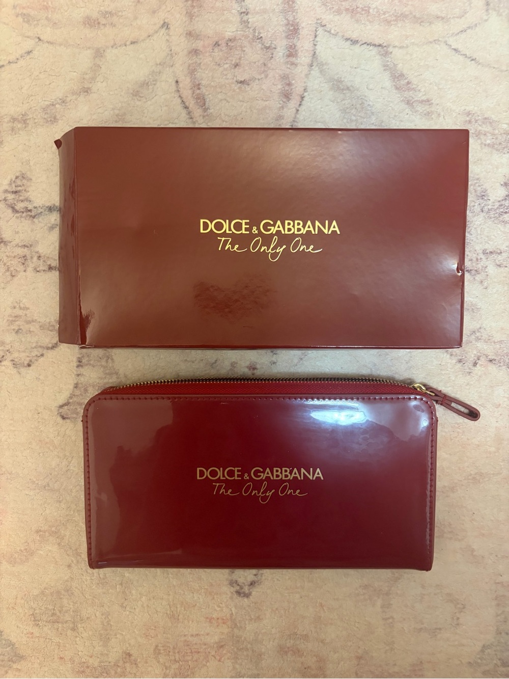 Dolce & Gabbana Burgundy Patent Zip Around Wallet